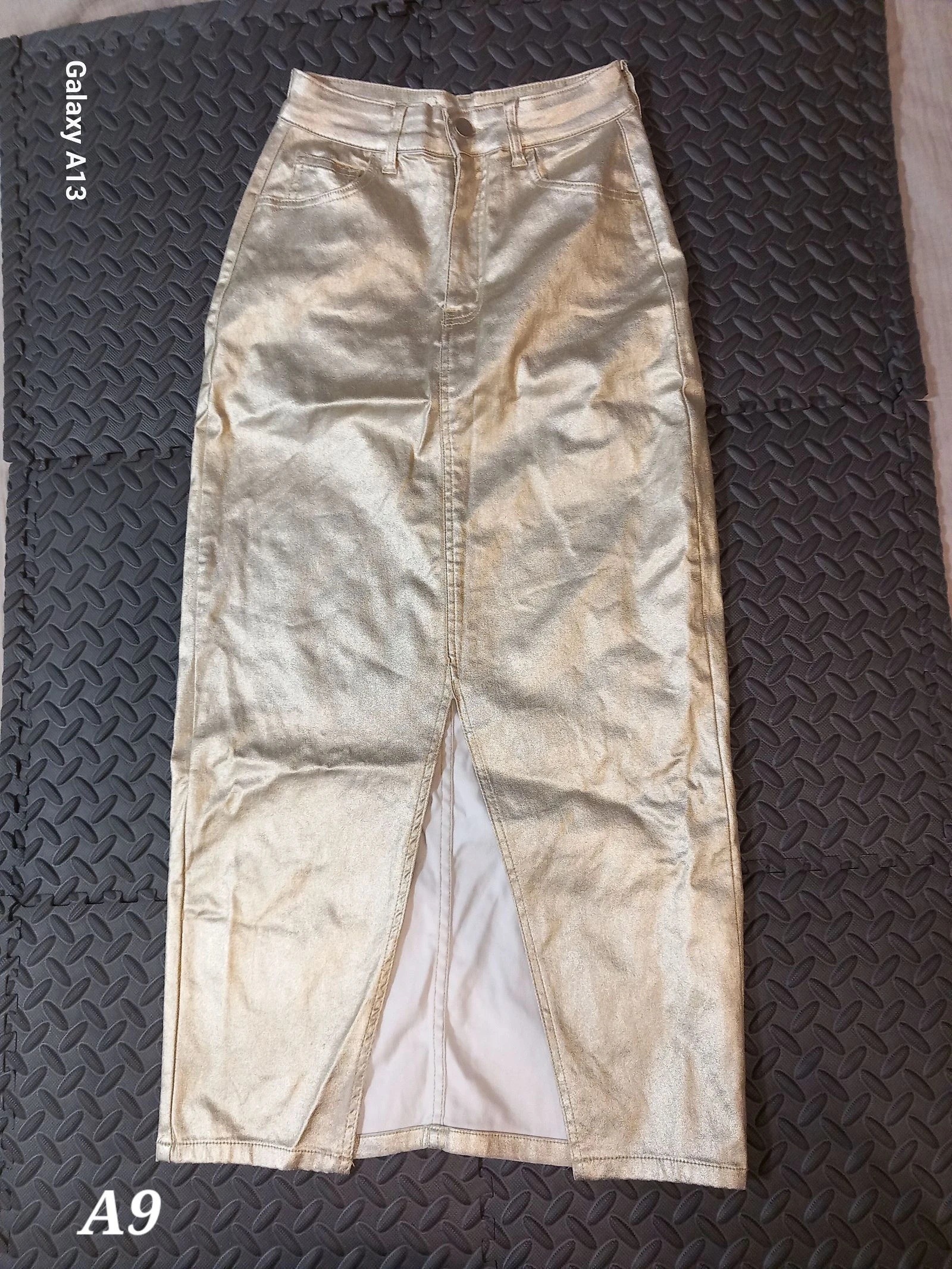 Jupe longue denim métallisée dorée Redial – Taille S / 36